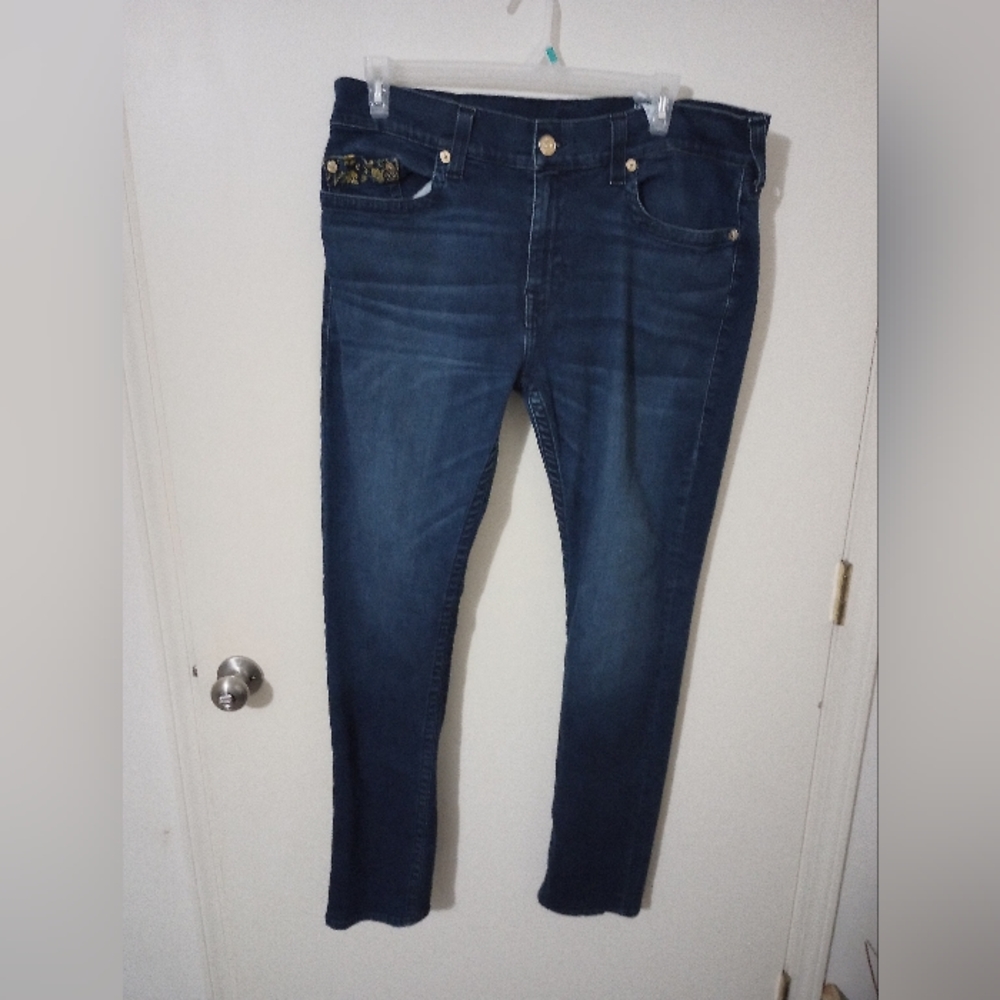 Women's true religion relax skinny dark blue jeans size 38